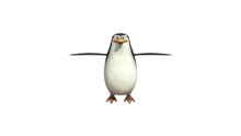 a cartoon penguin is standing with its wings outstretched