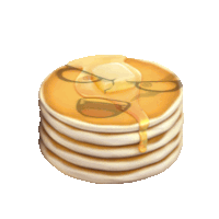 a stack of pancakes with a face on them