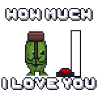 a pixel art illustration of a cactus with the words " how much i love you " below it