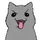 a cartoon cat with its tongue out and a funny face .