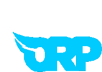 a blue orp logo with a white wing