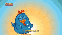 a cartoon of a chicken with the words " galinha pintadinha " on top