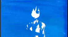 a blue background with a white silhouette of a person in a suit