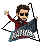 a kaprim gaming logo with a man in sunglasses