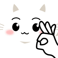 a drawing of a cat 's face with a hand giving an ok sign .