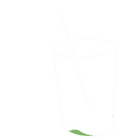 a drawing of a glass with a straw and a green leaf on a white background .