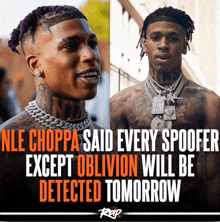 nle choppa says that every spooper except oblivion will be detected tomorrow