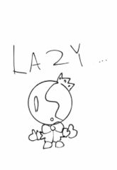 a cartoon character has a crown on his head and the words down down down down
