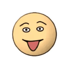 a cartoon smiley face with a tongue sticking out and a surprised look on its face .