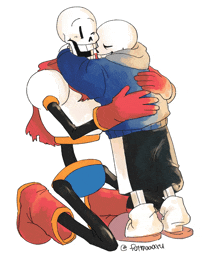 a drawing of two skeletons hugging each other with a watermark that says ' fatmoonru ' on it