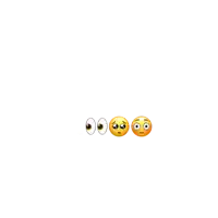 three smiley faces on a white background including one with a sad look on his face