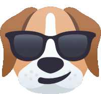 a dog wearing sunglasses is making a silly face