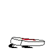a pixel art drawing of a person laying on their stomach with their tongue out .