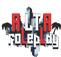 a logo that says alta roleplay with a city in the background