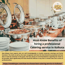 a poster that says must know benefits of hiring a professional catering service in kolkata on it