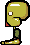 a pixel art drawing of a yellow object with a white square in the middle of it .