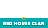 a blue sign that says red house clan