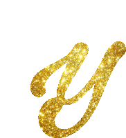 the letter y is made of gold glitter and has a white background