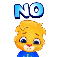 a cartoon bear with the word no on its head