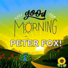 a poster that says good morning peter fox with a peacock on the road