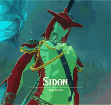 a video game character with the name sidon on the bottom