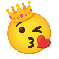 a smiley face with a crown on it and a kiss