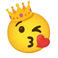 a smiley face with a crown on it and a kiss