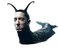 a snail with a man 's head and horns