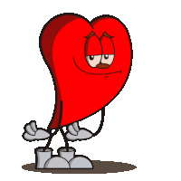 a cartoon heart with arms and legs is wearing boots