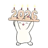 a cartoon cat is holding up a sign that reads 2026