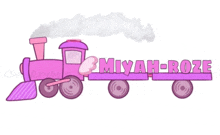 a pink train with the name miyah-roze written on the side