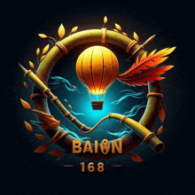 an illustration of a hot air balloon with the words baton 168 below it