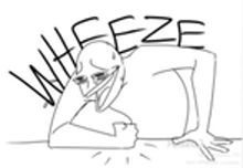 a black and white drawing of a man laying on the floor with the words `` wheedle '' written around him .