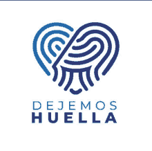 a logo for dejemos huella has a heart shaped fingerprint