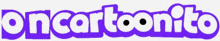 a purple and white oncartoonito logo with a white background