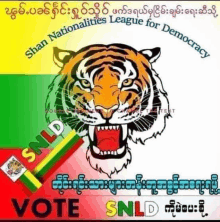 a poster with a tiger and the words vote snld on it