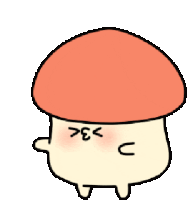 a cartoon drawing of a mushroom with a red hat and legs