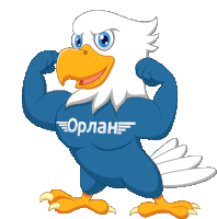 a cartoon eagle wearing a blue shirt that says orlan on it