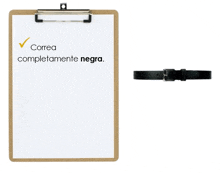 a clipboard with the words correa completemente negra on it