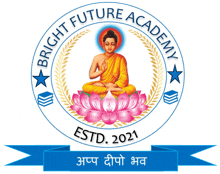 a logo for bright future academy with a buddha on a lotus flower