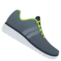 an illustration of a gray shoe with green laces on a white background