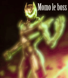 momo le boss is written on the bottom of a picture of a robot