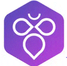 a purple hexagon with a white infinity symbol on it