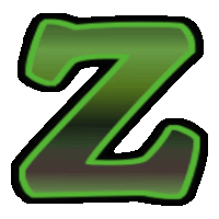 a green letter z with a black outline