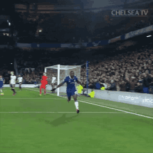 a soccer game is being broadcast by chelsea tv