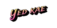 a logo for yed kae with a gradient of pink and black