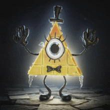 bill cipher from gravity falls with a third eye and a bow tie