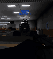 a screenshot of a video game shows a person holding a sigma-9 elite