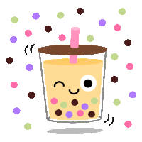 a cartoon drawing of a cup of bubble tea