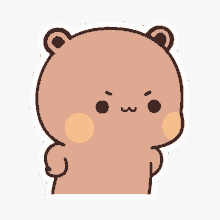 a sticker of a brown bear with an angry look on his face